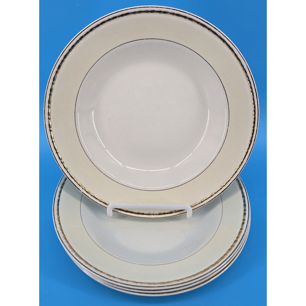 Set of‎ 4 Vtg Homer Laughlin Eggshell Georgian Viceroy Soup Bowls 8" Cream 1943
